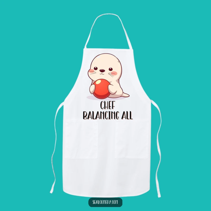 Funny Seal Apron: Balancing Act Chef, Humorous Cooking Gift