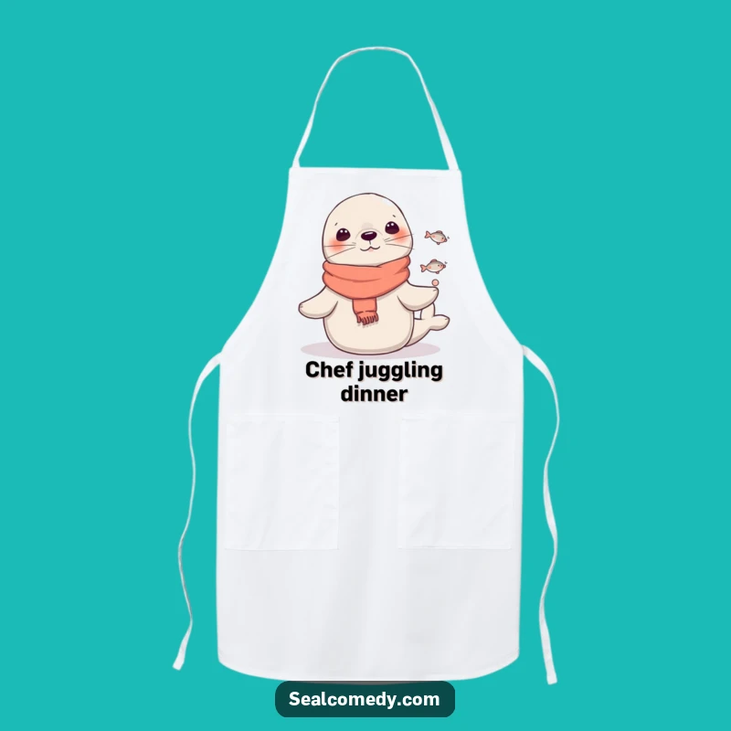 Funny Scarf Seal Juggling Apron: Circus Kitchen Gear for Fun Cooks