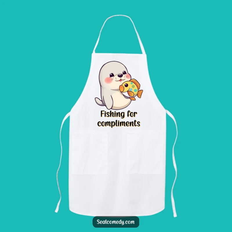 Funny Seal Playful Chef Apron: Nudging Animal Kitchen Wear, Perfect Funny Gift