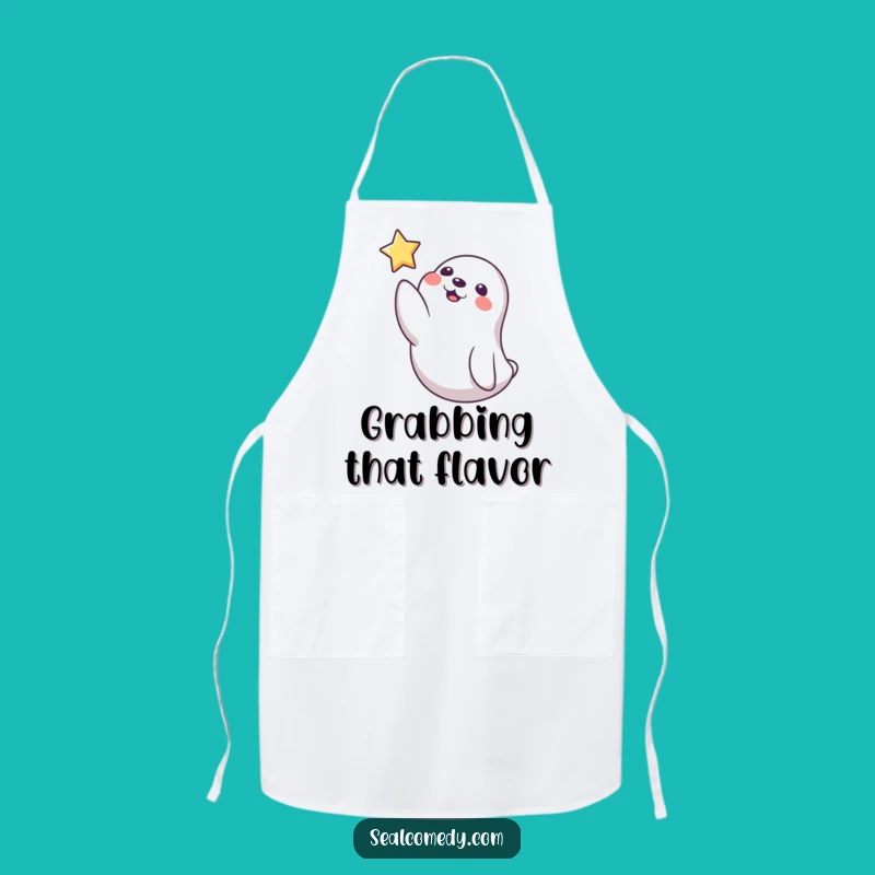 Funny Playful Seal Star Apron, Dreamer's Kitchen Gift