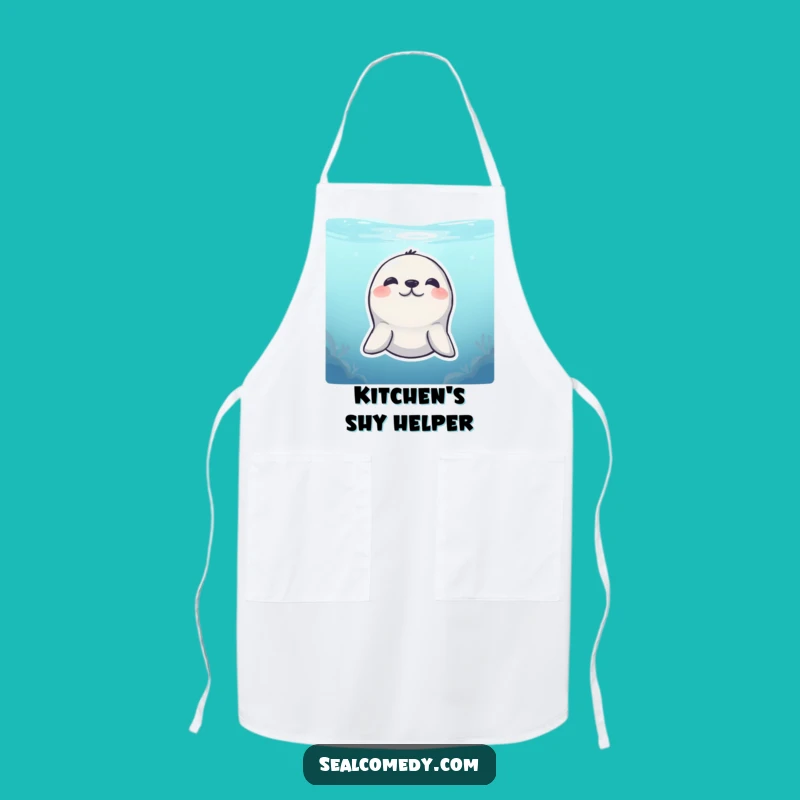 Funny Shy Seal Apron: Peek-a-Boo Kitchen Fun - Whimsical Funny Gift