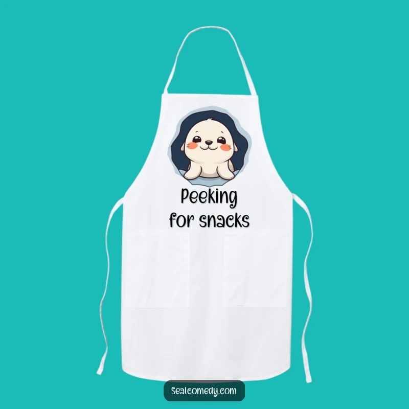 Funny Seal Peeking Apron: Kitchen Intrigue, Perfect Cook Funny Gift!