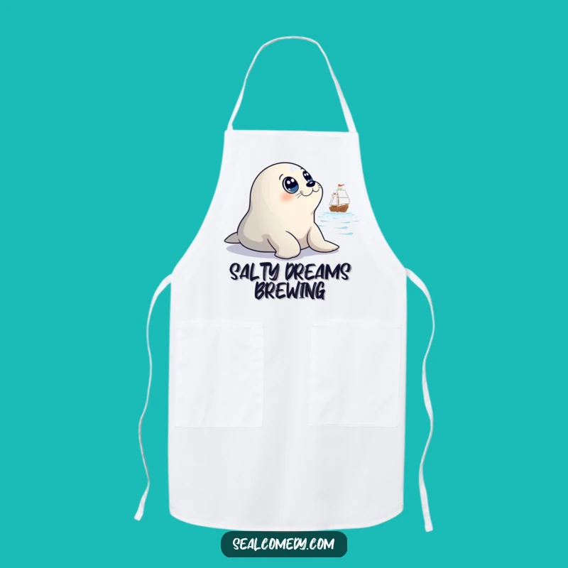 Funny Seal Watching Ship Apron: Kitchen Humor, Innocent Eyes Cooking Gift