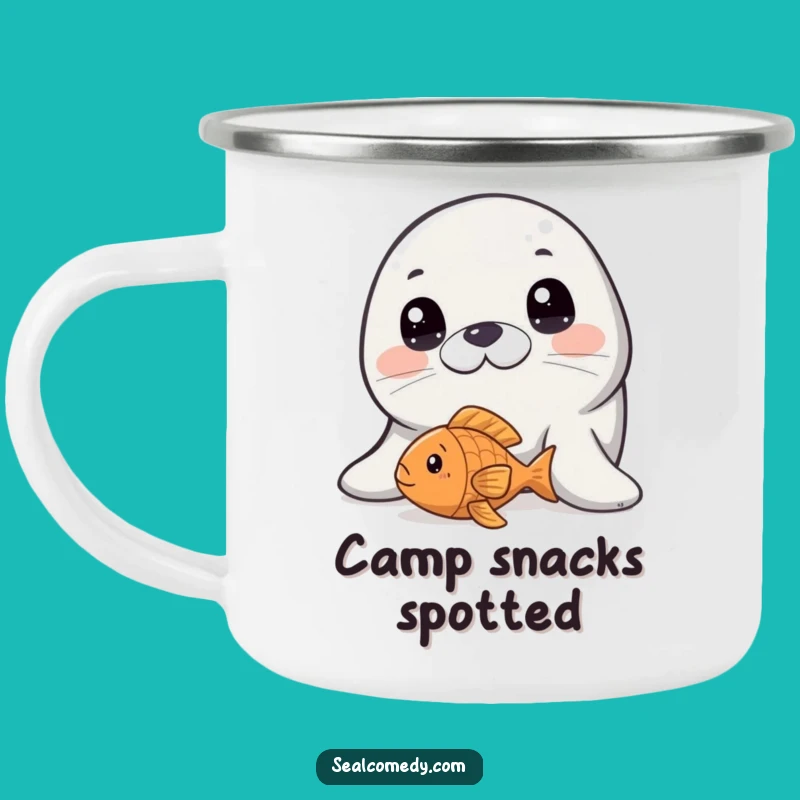 Funny Innocent Seal Fish Toy Camping Mug: Curious Outdoor Fun