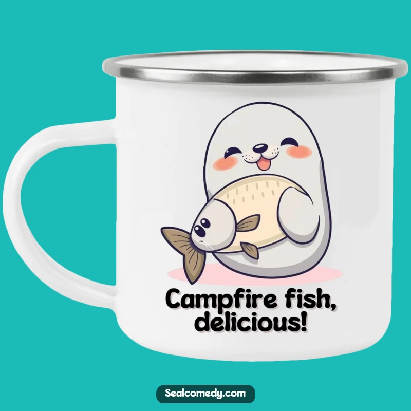 Adventure Ready Funny Proud Seal Fishing Camping Mug: Your Hilarious Angler's Companion