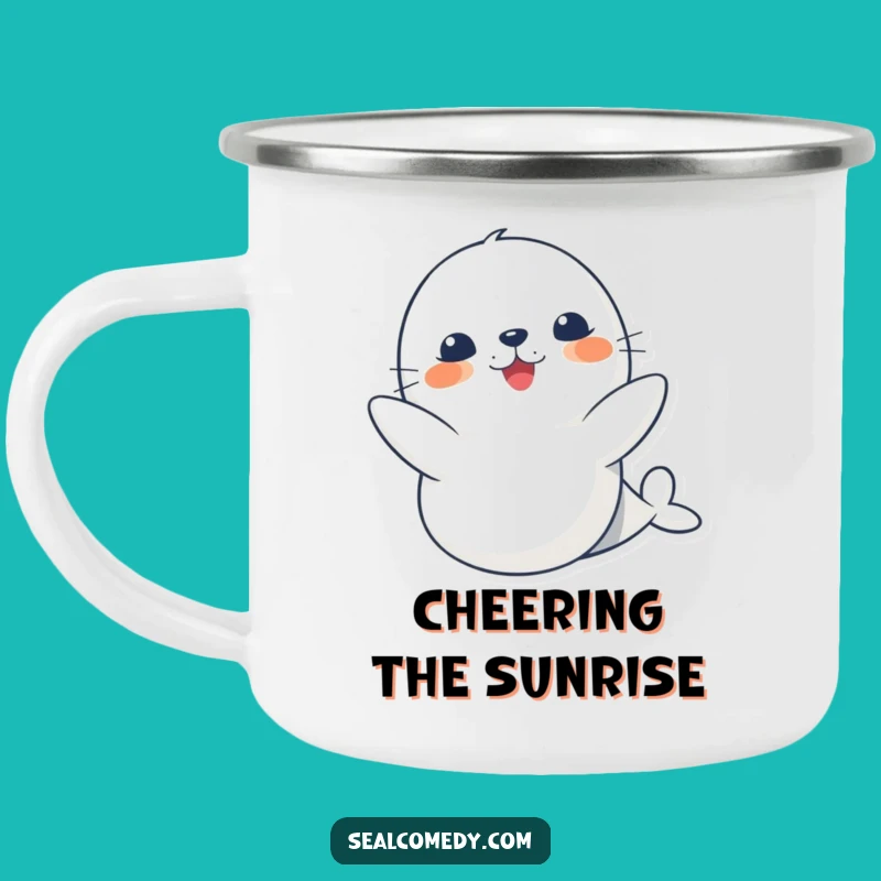 Adventure Ready Funny Cute Seal Clapping Camping Mug: Sip with a Cheer!