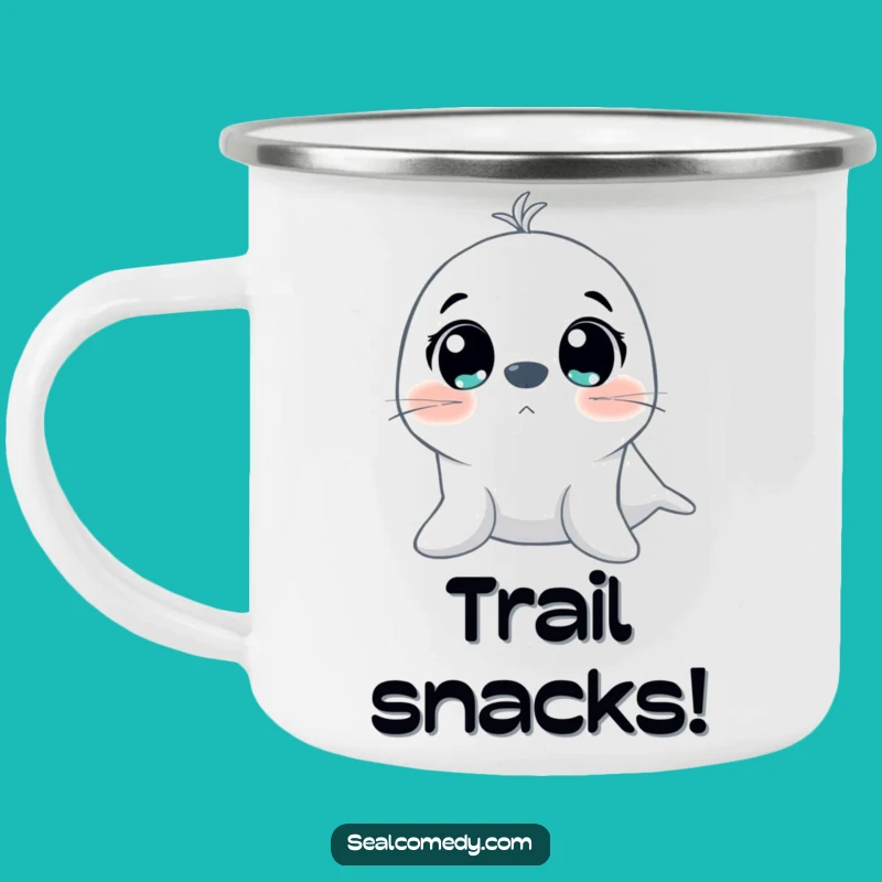 Durable Funny Excited Seal Eyes Camping Mug: Fuel Your Adventures with Joy