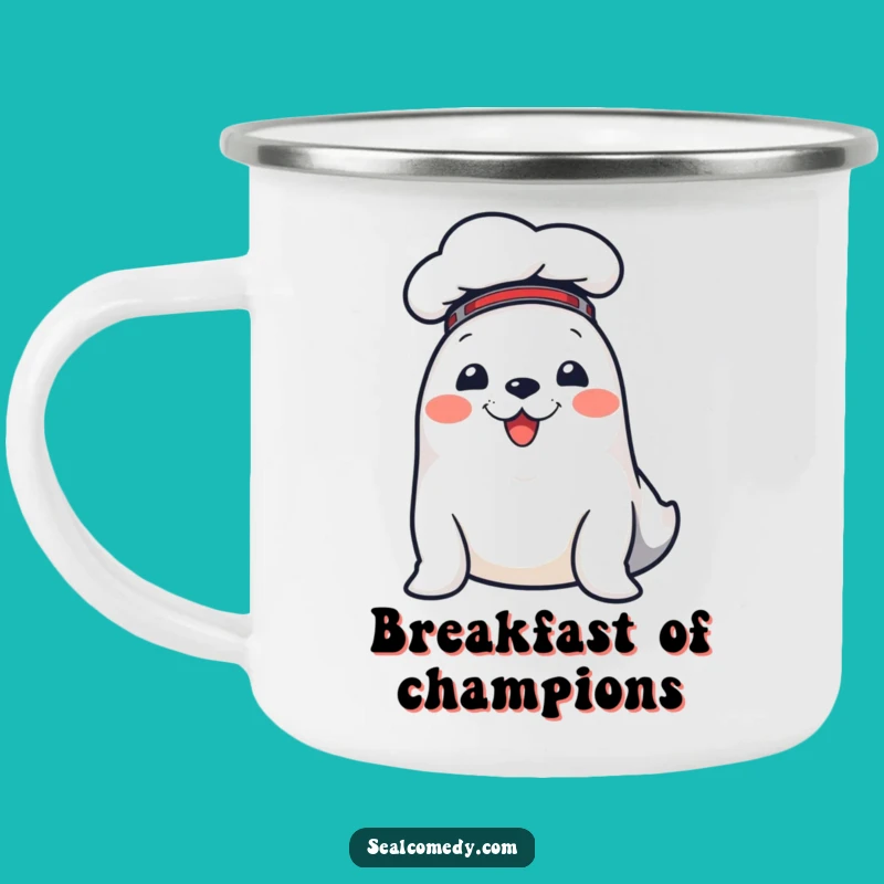Funny Chef Seal Camping Mug: Enjoy Hot Drinks Outdoors with Culinary Cheer, Great Funny Gift
