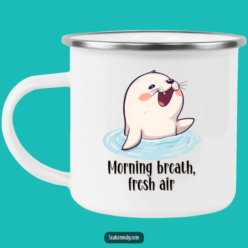 Funny Eager Seal Camping Mug: Adventure & Joy - Rugged & Hilarious Funny Gift!