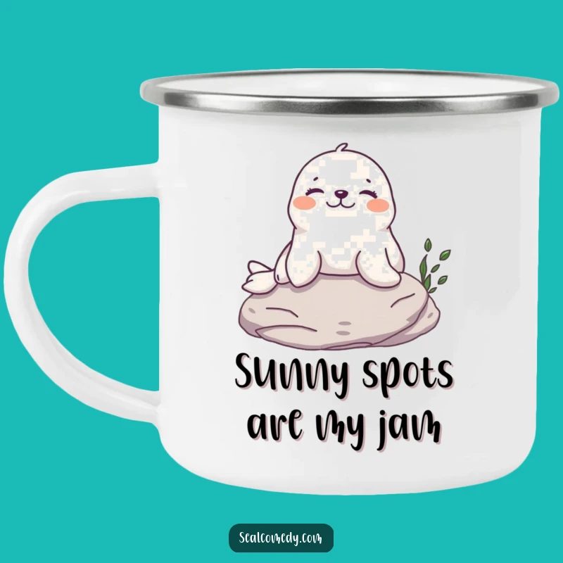 Funny Seal Camp Mug: Relaxed Animal Enamel Cup, Perfect Funny Gift