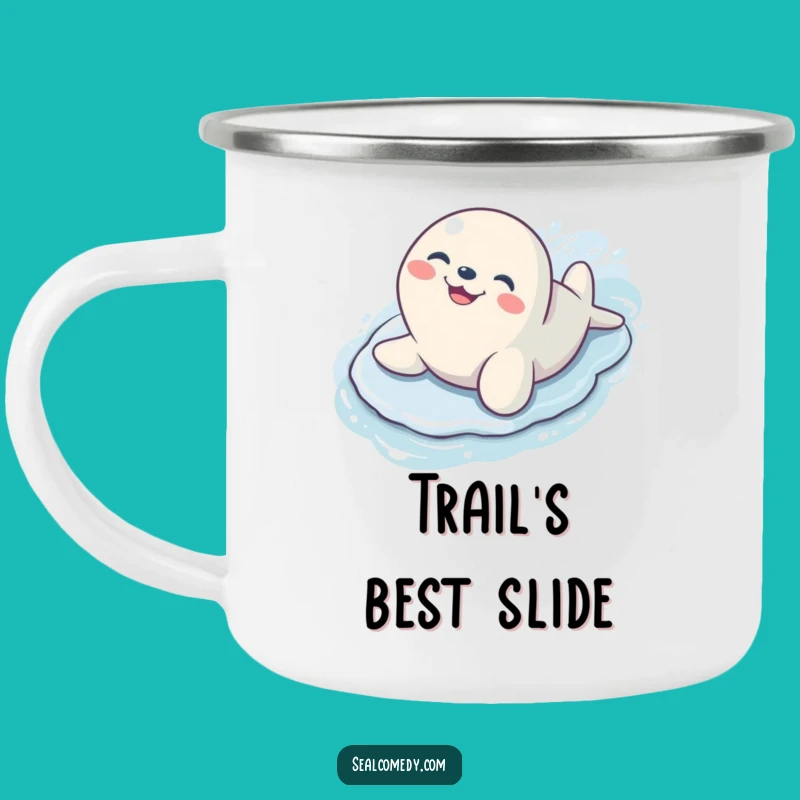 Funny Sliding Seal Grin Camping Mug: Outdoor Fun Drinkware