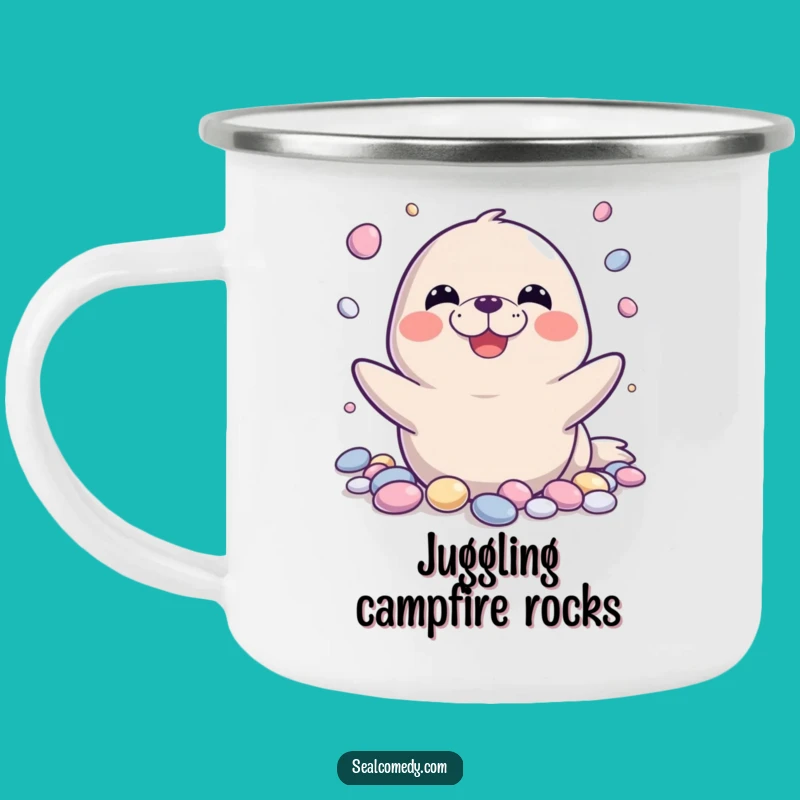 Funny Seal Juggling Camping Mug: Your Hilarious Outdoor Companion!