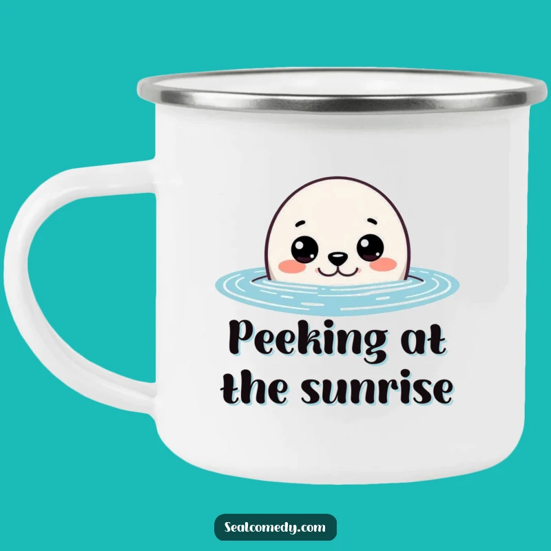 Adventure Ready Funny Curious Seal Peeking Camping Mug: Your Hilarious Explorer's Companion