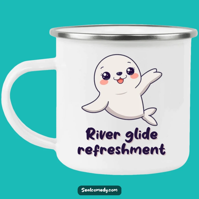 Funny Graceful Seal Glide Camping Mug: Adventure with Serenity