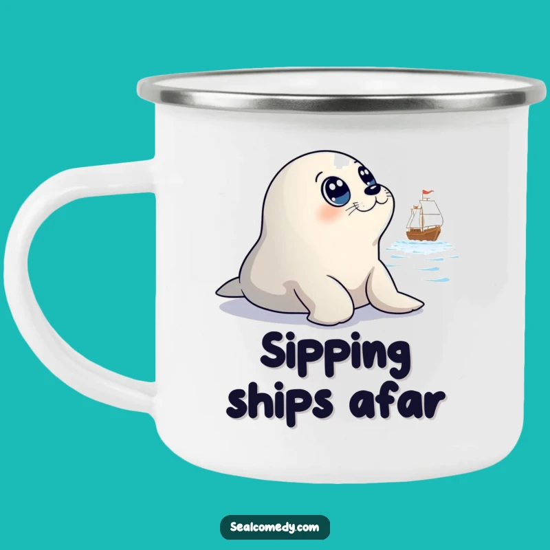 Funny Seal Watching Ship Camping Mug: Durable Innocent Eyes Camp Cup, Funny Gift