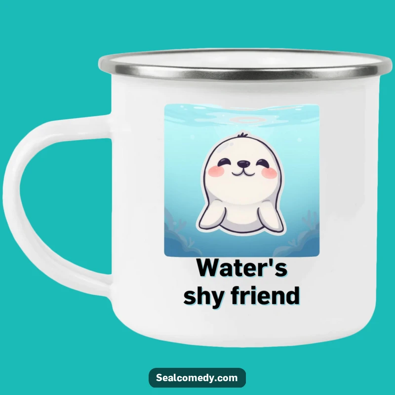 Funny Shy Seal Camping Mug: Peek-a-Boo Adventure - Cute Outdoor Funny Gift