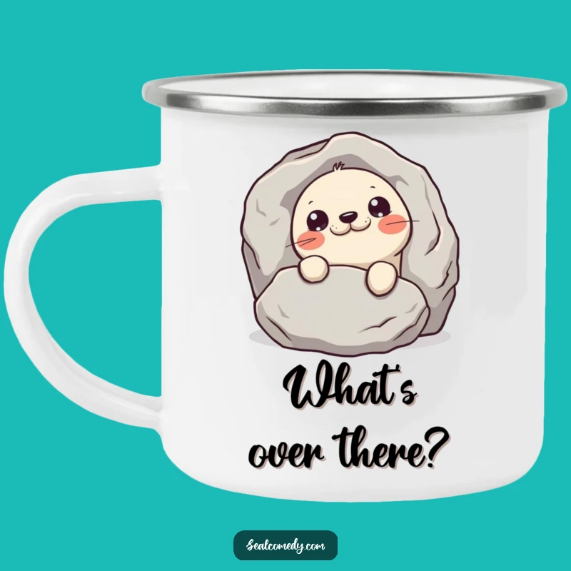 Funny Mischievous Seal Camping Mug: Campfire Secrets, Peek-a-Boo, Funny Gift