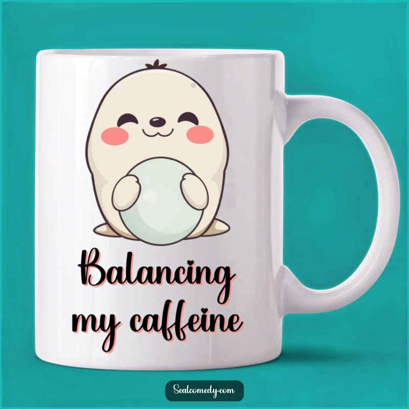 Funny Smiling Seal Balancing Mug: Master of Tricks for Your Coffee