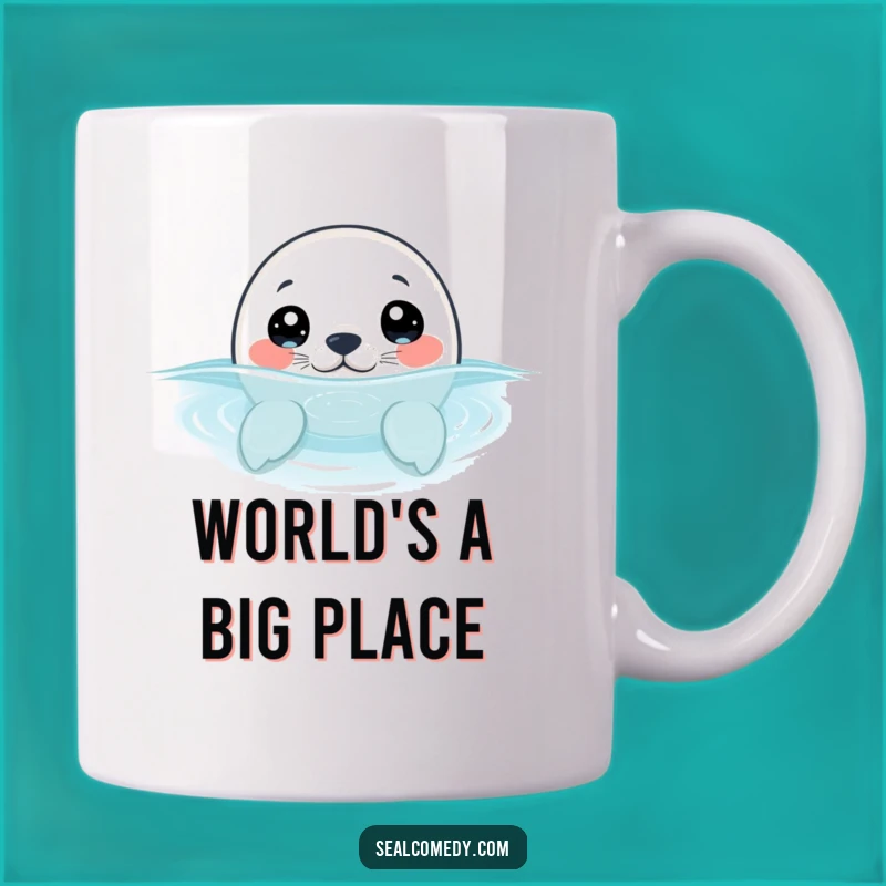 Funny Curious Seal Pup Mug - Wide-Eyed Peek Coffee Cup Perfect Gift