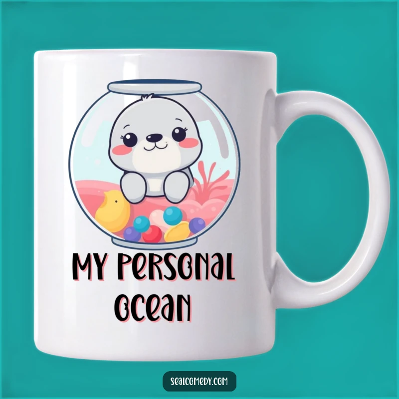 Funny Fishbowl Seal Mug: Peek-a-Boo Fun for Your Morning Brew, Perfect Funny Gift