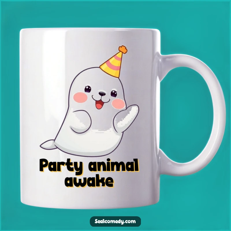 Funny Party Seal Hat Mug: Joyful Celebration Gift for Seal Lovers