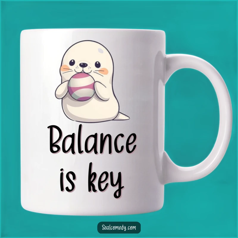 Funny Seal Balancing Ball Mug: Cute Sea Mammal Juggling Act - Perfect Gift!