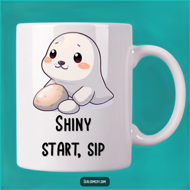 Funny Seal Pebble Nudge Mug: Curious Explorer - Whimsical Funny Gift