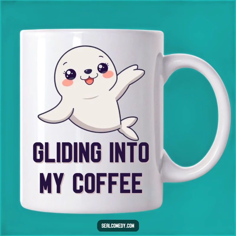 Funny Graceful Seal Glide Mug: Elegant Marine Wonder Gift