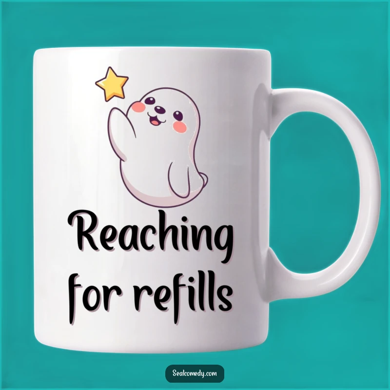 Funny Playful Seal Star Mug, Whimsical Animal Lover Gift