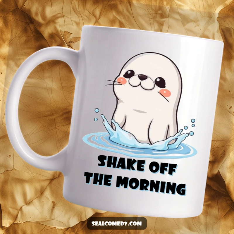 Funny Seal Mug: A seal with slick fur shakes water off its head, creating a humorous and refreshing spray. A wonderfully funny gift.