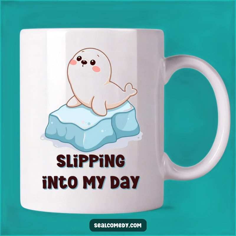 Funny Seal Sliding Mug: Hilarious Icy Adventure Design, Perfect Gift!