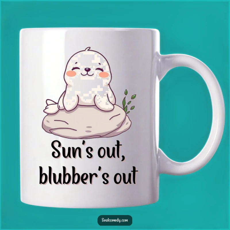Funny Seal Sunbathing Mug: Relaxed Sea Mammal Humor, Perfect Funny Gift for Beach Lovers