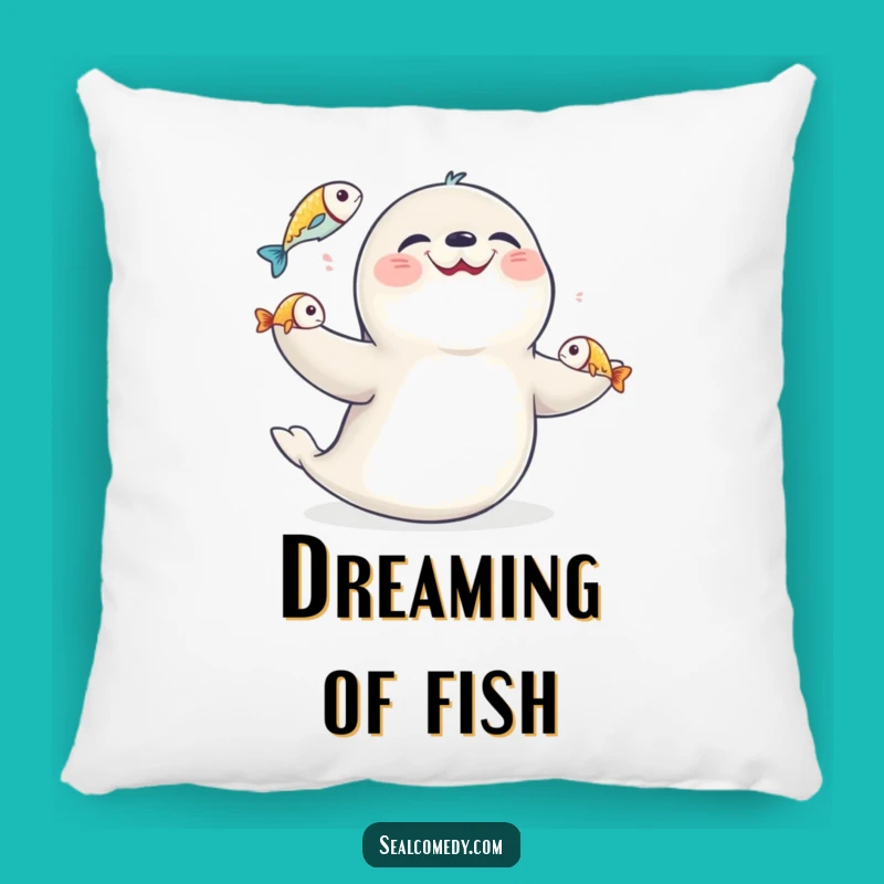 Funny Juggling Seal Pillow: Cozy Comfort with a Side of Fish