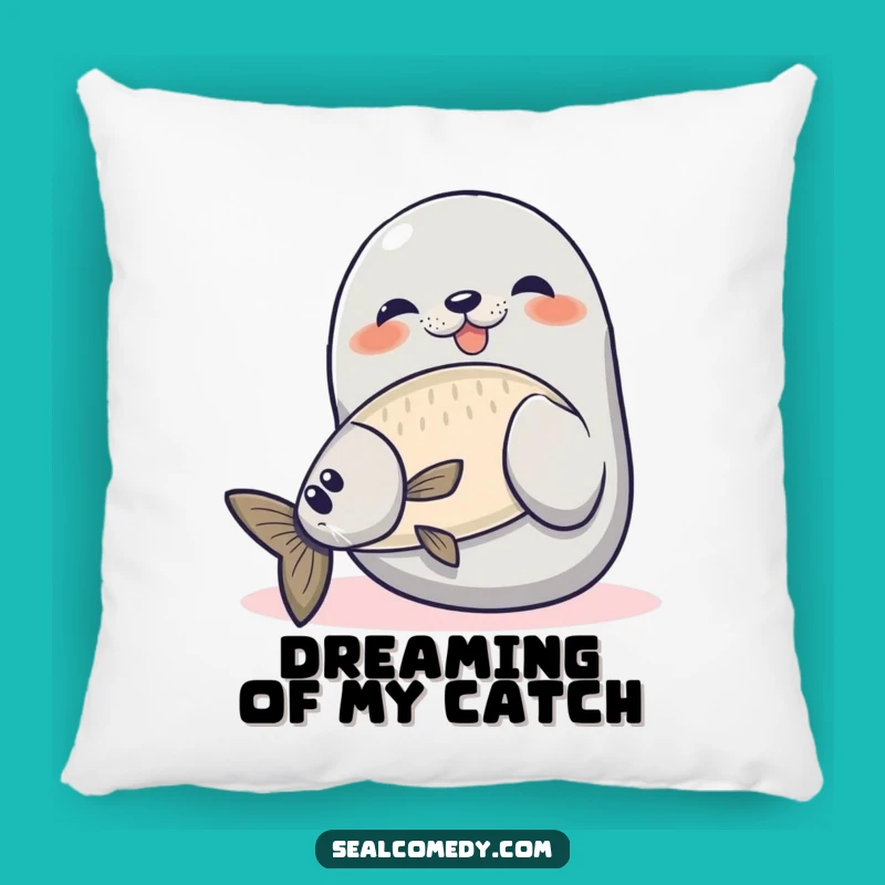 Cozy Funny Proud Seal Fishing Pillow: Rest on This Hilarious Catch Champion's Pride