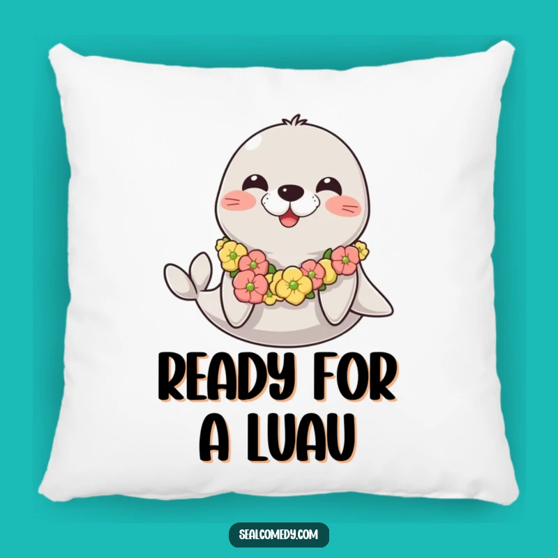 Funny Happy Seal Pillow: Cozy Comfort with Seaweed Lei, Great Funny Gift