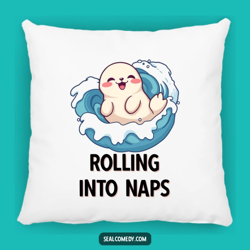 Funny Seal Roll Pillow - Playful Wave Delight Ocean Decor