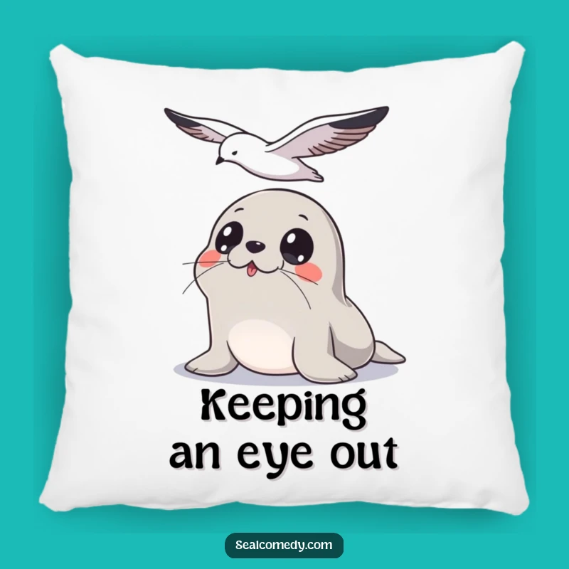 Funny Seal Watchful Pillow: Alert Animal Cushion, Great Funny Gift for Ocean Lovers