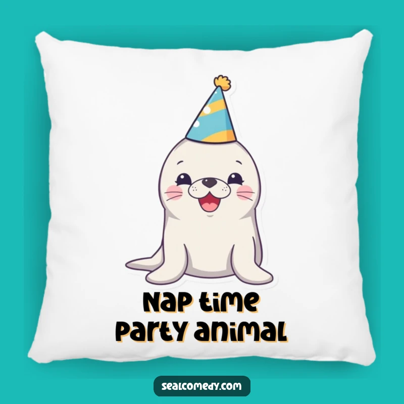 Funny Party Seal Pillow: Cozy Honking Celebration Cushion