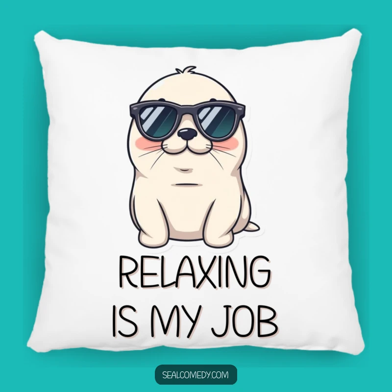 Funny Cool Seal Pillow - Tiny Sunglasses Relaxed Decor