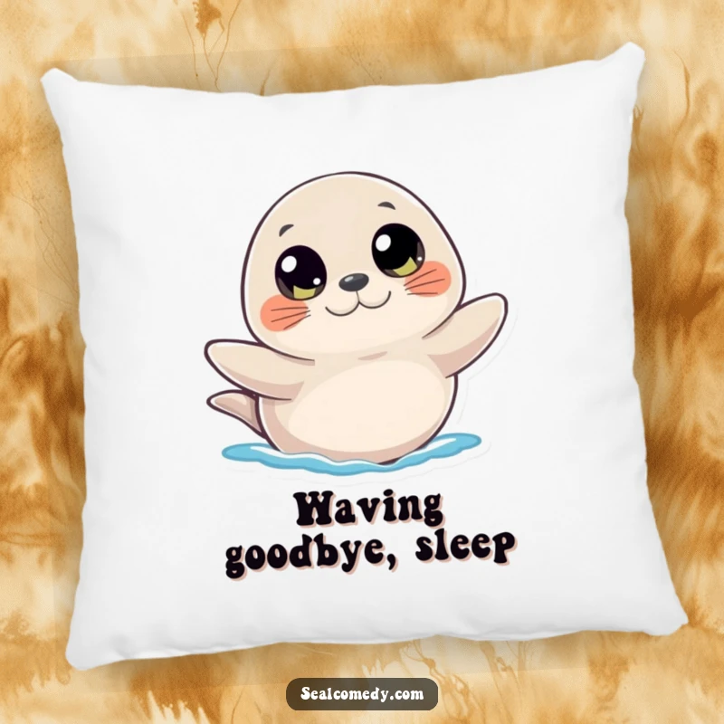 Funny pillow with a seal character who has large, curious eyes and is waving a flipper, providing comfort and charm.