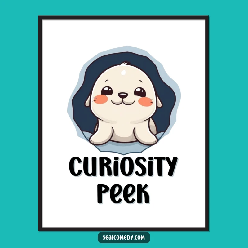 Funny Seal Peeking Digital Art: Instant Arctic Charm, Perfect Quirky Funny Gift!