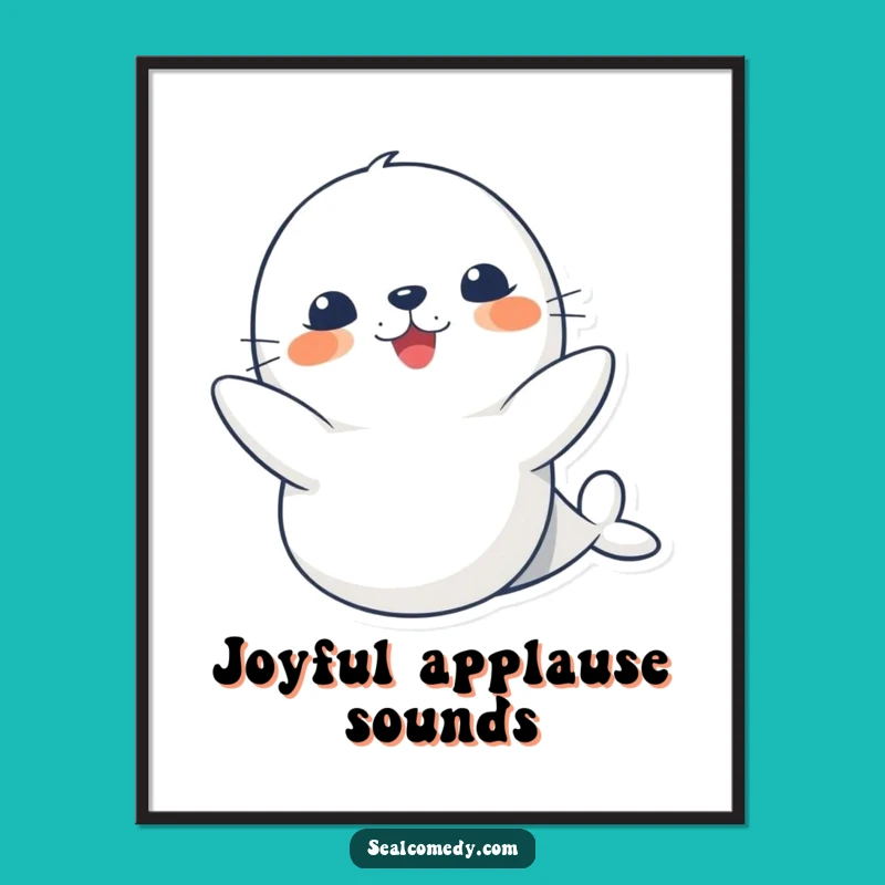 Funny Cute Seal Clapping Digital Print: Instant Marine Joy Download