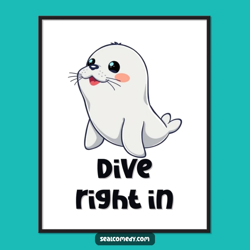 Funny Diving Seal Digital Art: Alert & Dynamic - Instant Funny Gift Download!