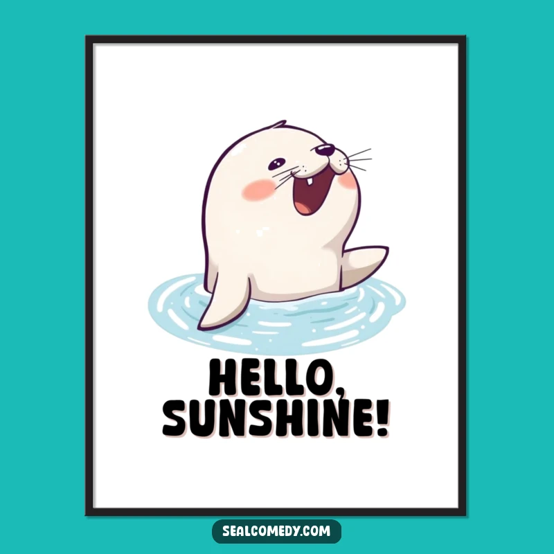 Funny Eager Seal Digital Art: Joyful Surfacing - Instant Funny Gift Download!