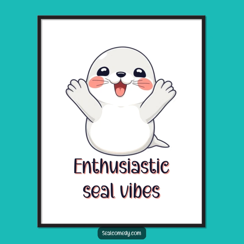 Funny Happy Seal Clapping Digital Art: Instant Cheer with This Hilarious Marine Friend