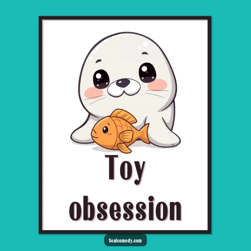 Funny Innocent Seal Fish Toy Digital Art Print: Instant Cute Decor