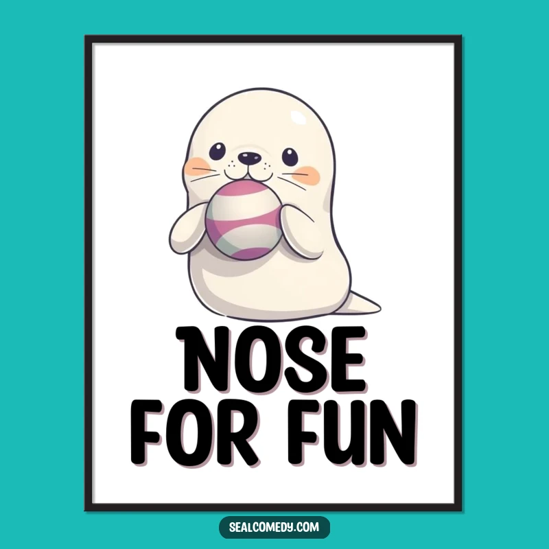 Funny Seal Balancing Ball Digital Print: Instant Download of a Juggling Sea Mammal!