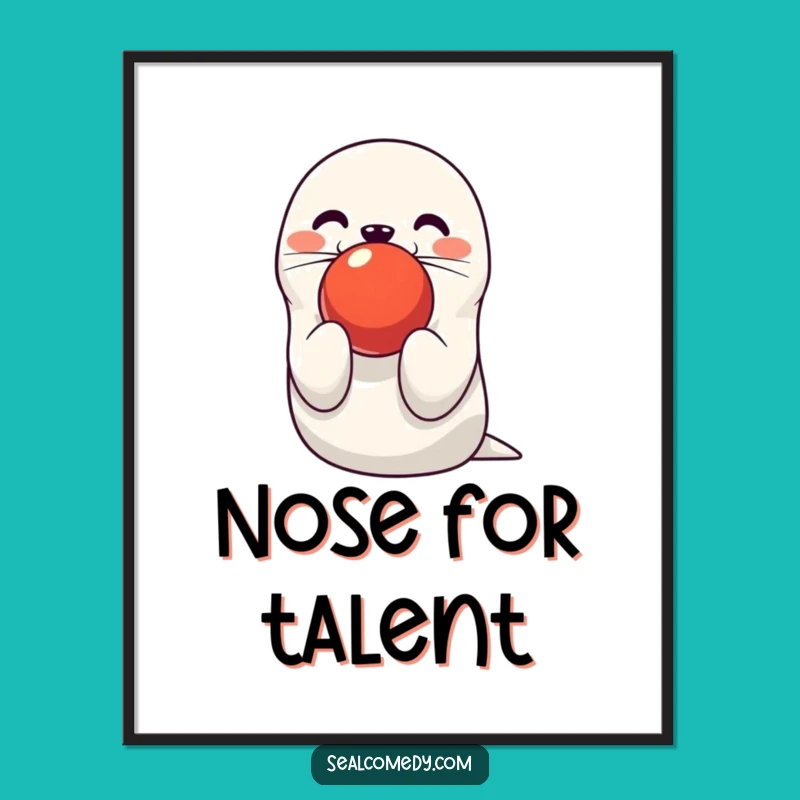 Funny Seal Digital Art: Balancing Ball Act - Instant Circus Decor Gift