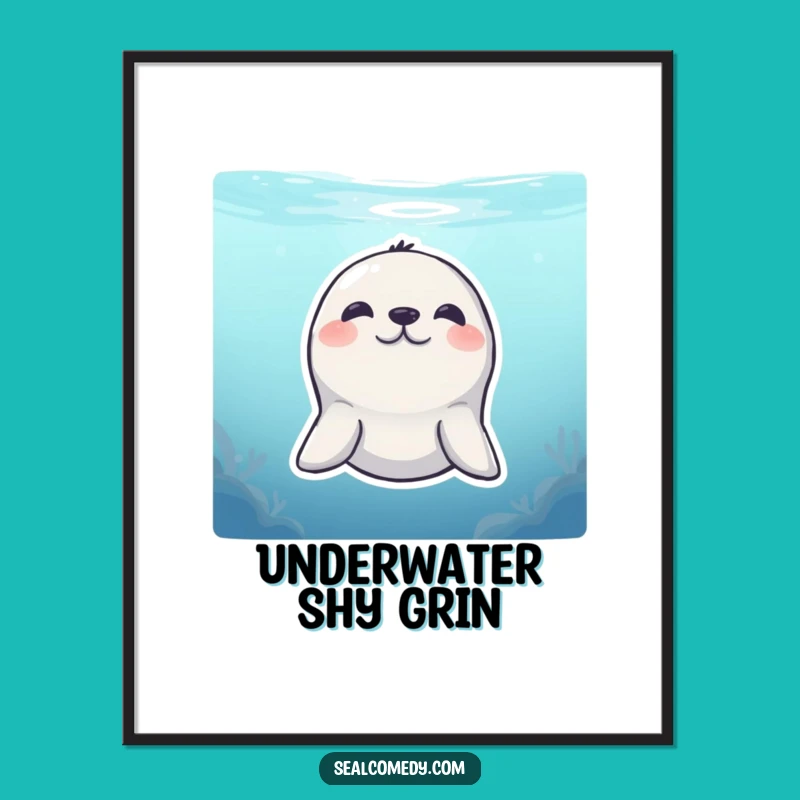 Funny Shy Seal Art Print: Underwater Peek Decor - Cute & Humorous