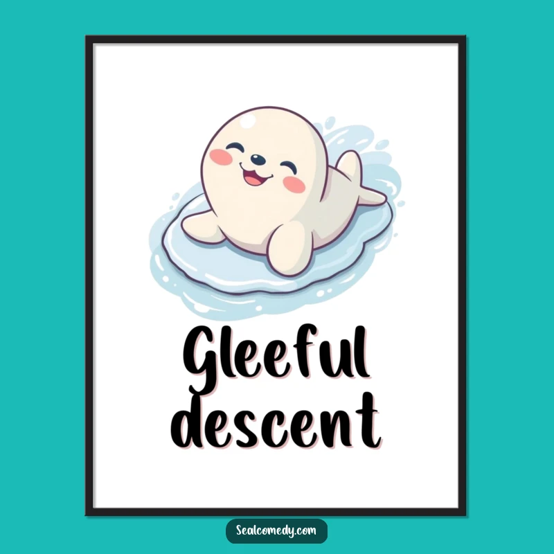 Funny Sliding Seal Grin Digital Art Print: Instant Joyful Decor